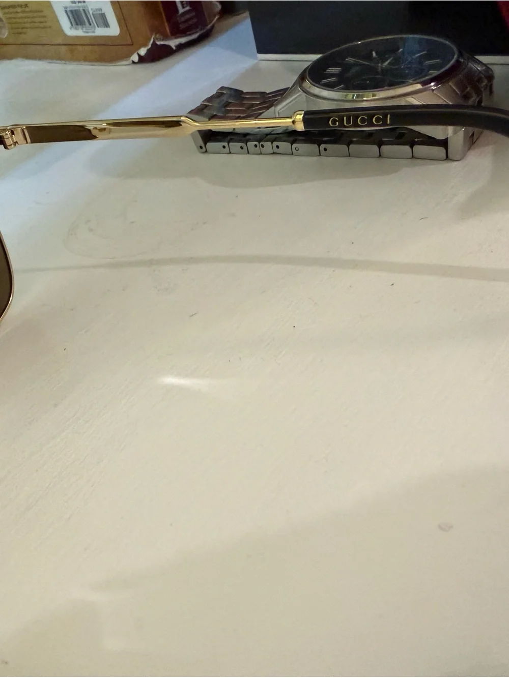 Gucci Gold Frame Aviator Sunglasses with Black Lenses